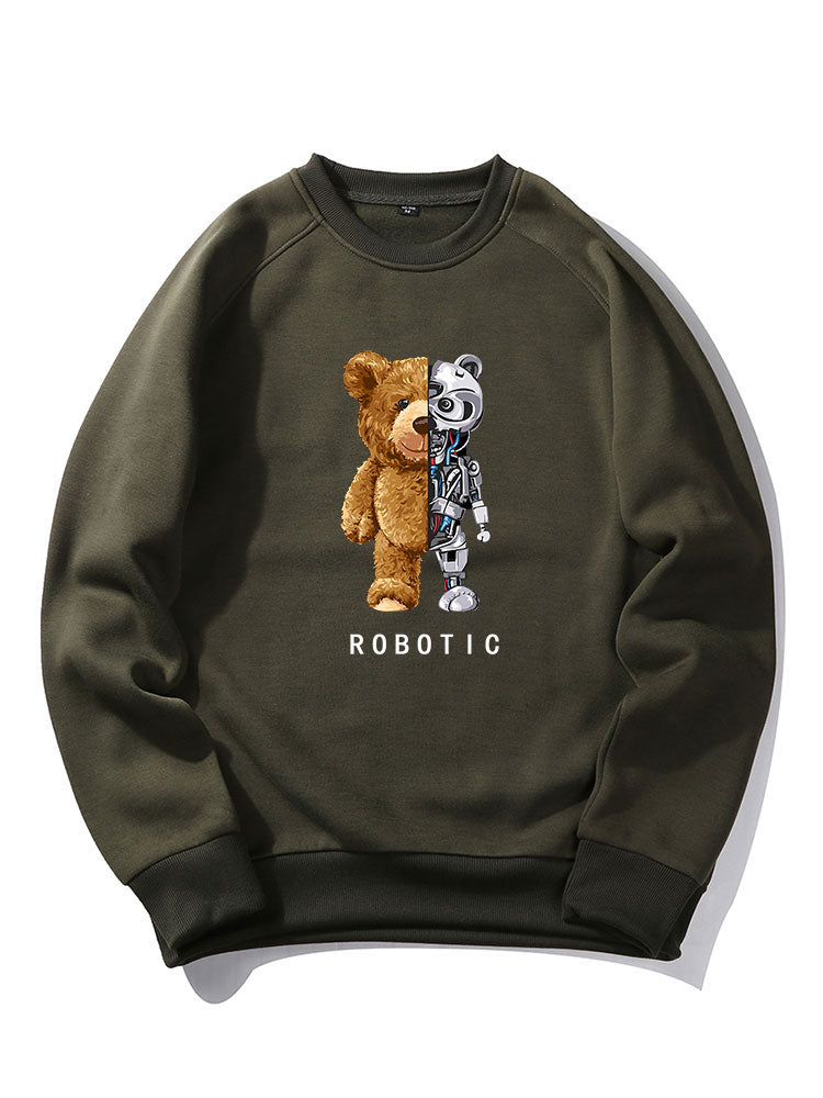 Robot Bear Print Raglan Sleeves Sweatshirt & Jogger Pants-Mitchell Shoes