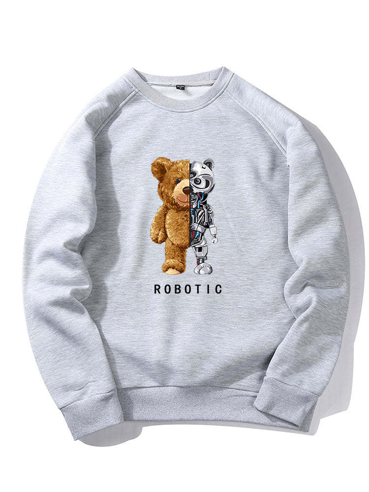 Robot Bear Print Raglan Sleeves Sweatshirt & Jogger Pants-Mitchell Shoes