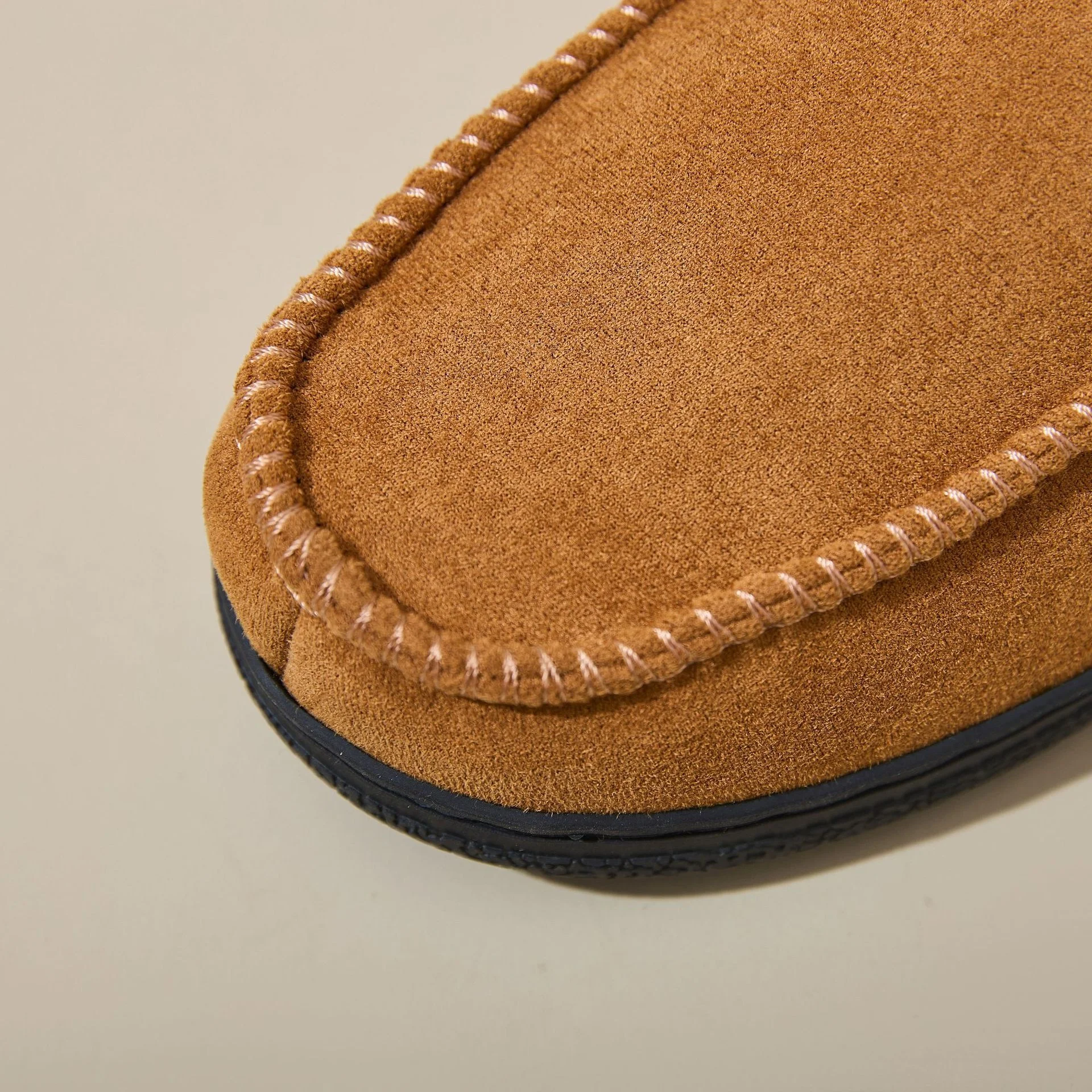 New Wholesale Men's Breathable Velvet Slipper Non-Slip Thickened Cotton Home Warm Outwear Slip-On Plus Toe Cap Mark Winter