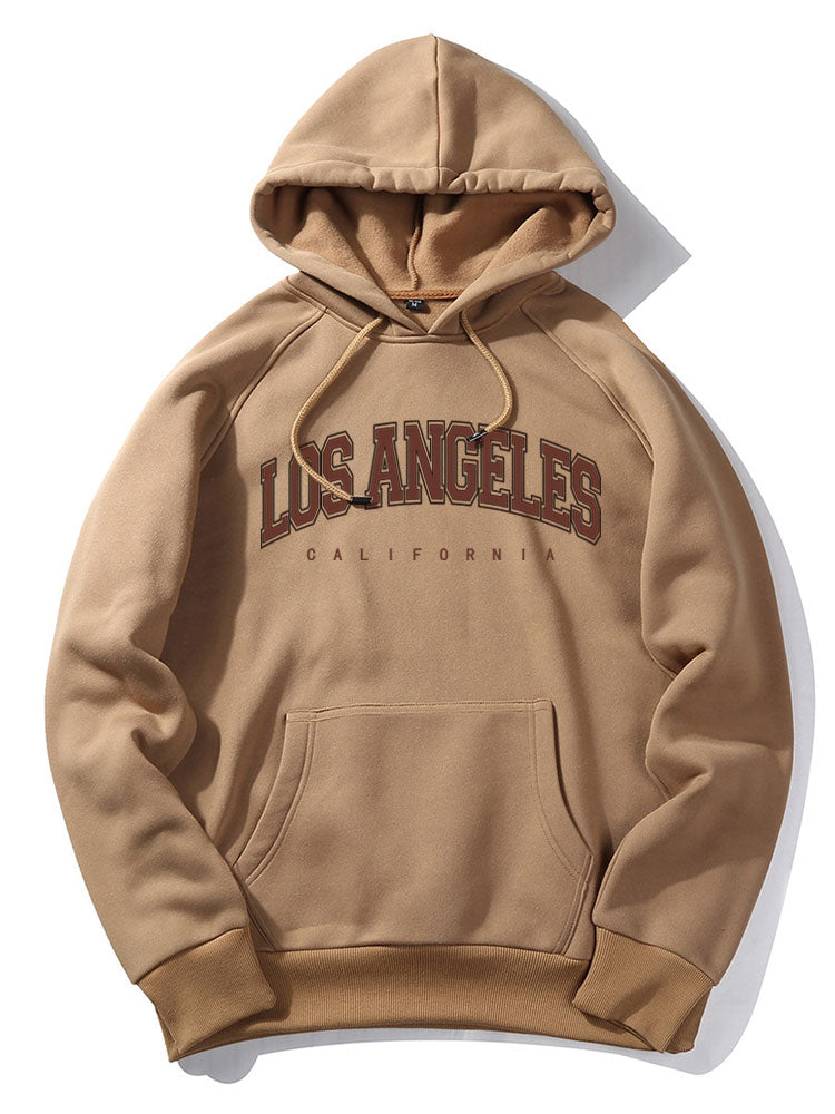 Los Angeles Letter Print Kangaroo Pocket Hoodie & Jogger Pants-Mitchell Shoes