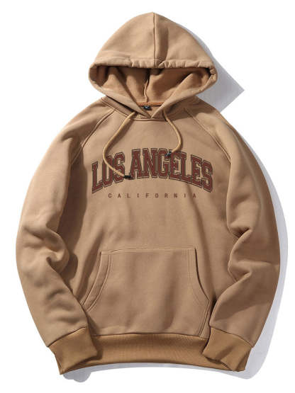 Los Angeles Letter Print Kangaroo Pocket Hoodie & Jogger Pants-Mitchell Shoes