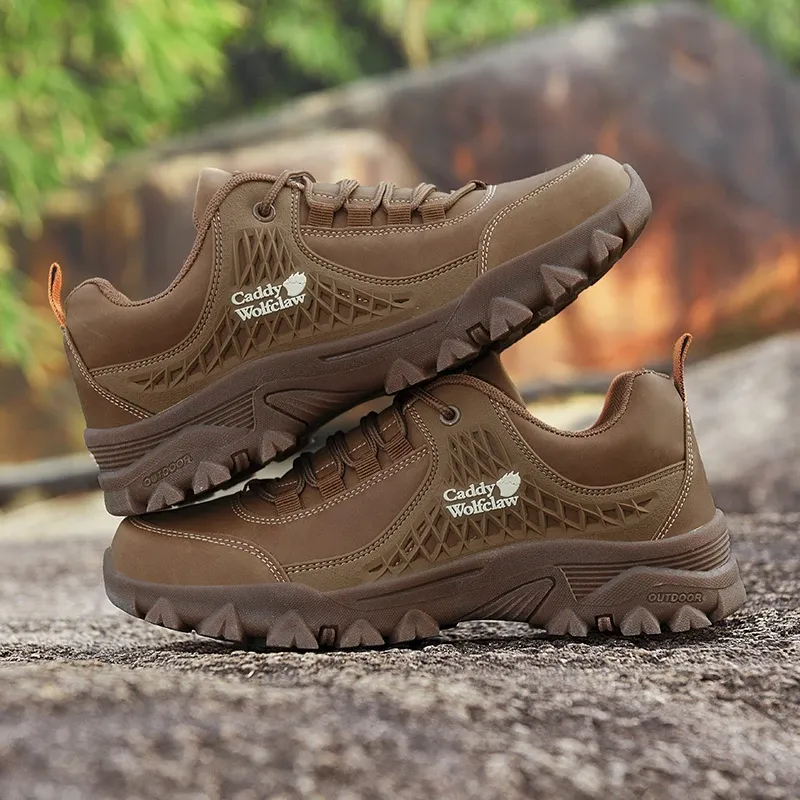 Men's Leather Hiking Slip Resistant Oxford Sole Sneakers