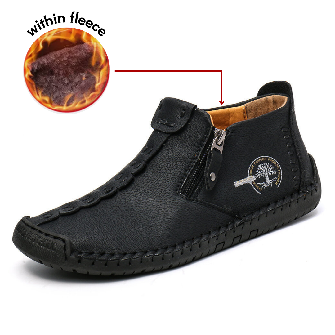 Men's Outdoor Hiking Zipper Leather Shoes