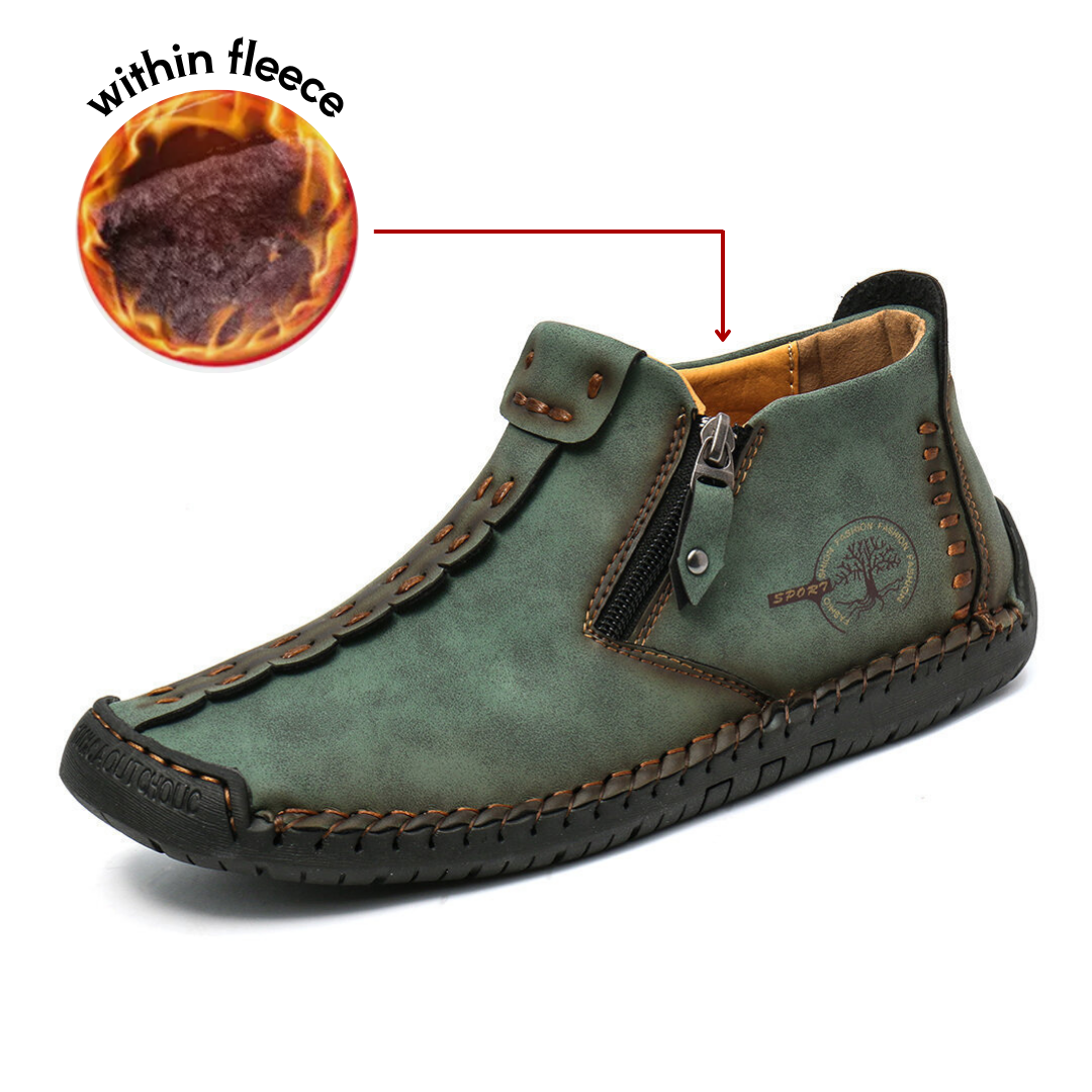 Men's Outdoor Hiking Zipper Leather Shoes