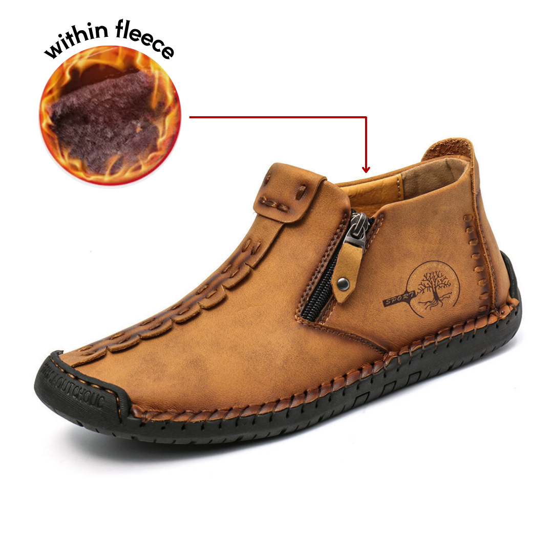 Men's Outdoor Hiking Zipper Leather Shoes