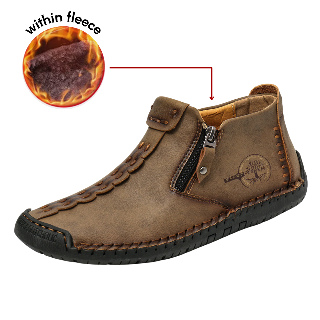 Men's Outdoor Hiking Zipper Leather Shoes