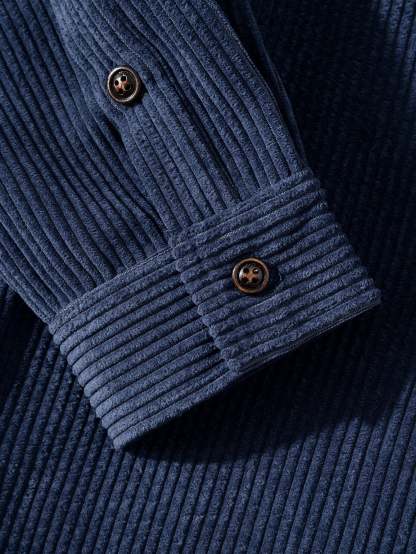 Long Sleeved Corduroy Button Up Shirt With Pockets-Mitchell Shoes