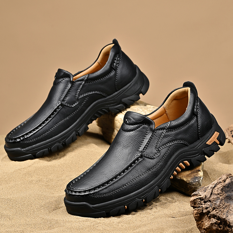 2024 New Men's Non-slip Walking Leather Lightweight Breathable Casual Loafers