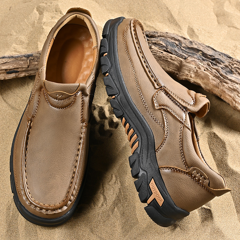 2024 New Men's Non-slip Walking Leather Lightweight Breathable Casual Loafers