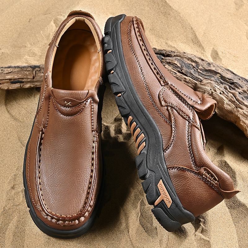 2024 New Men's Non-slip Walking Leather Lightweight Breathable Casual Loafers