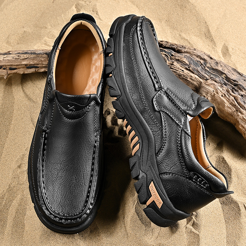 2024 New Men's Non-slip Walking Leather Lightweight Breathable Casual Loafers