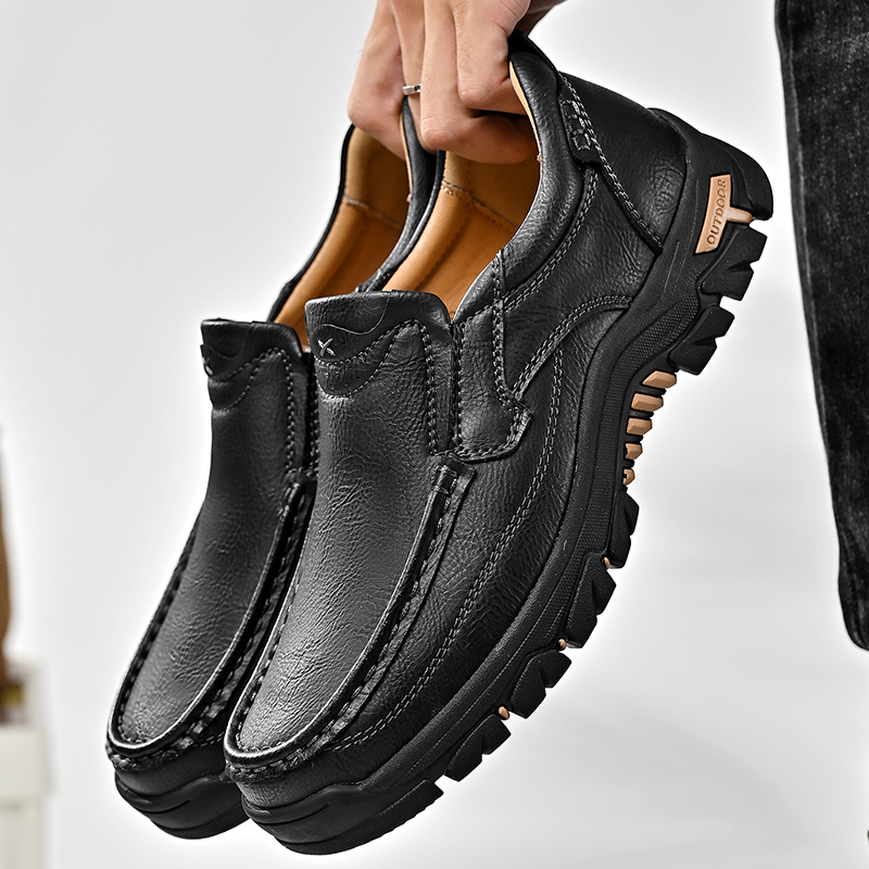 2024 New Men's Non-slip Walking Leather Lightweight Breathable Casual Loafers