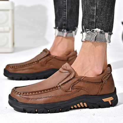2024 New Men's Non-slip Walking Leather Lightweight Breathable Casual Loafers