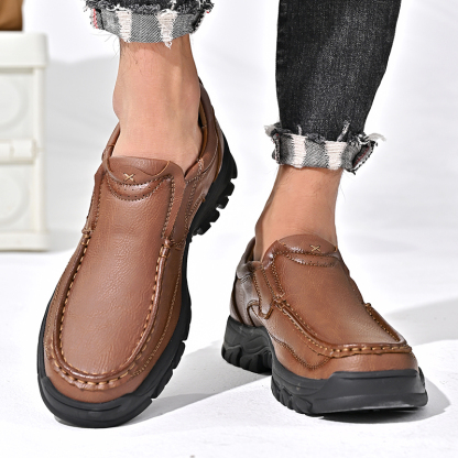 2024 New Men's Non-slip Walking Leather Lightweight Breathable Casual Loafers
