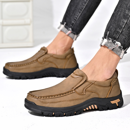 2024 New Men's Non-slip Walking Leather Lightweight Breathable Casual Loafers