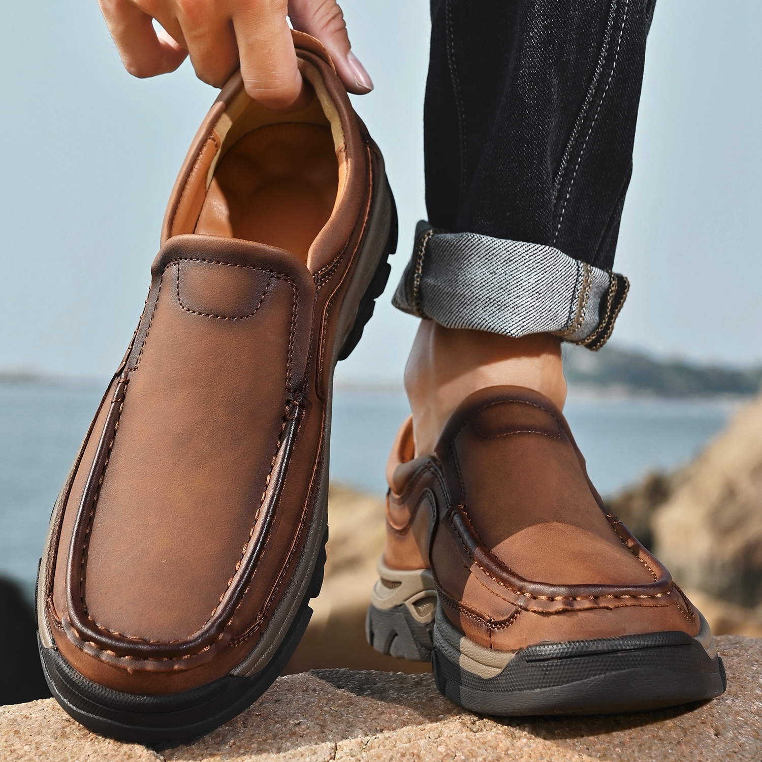 Men's Leather Plus Size Casual Loafers