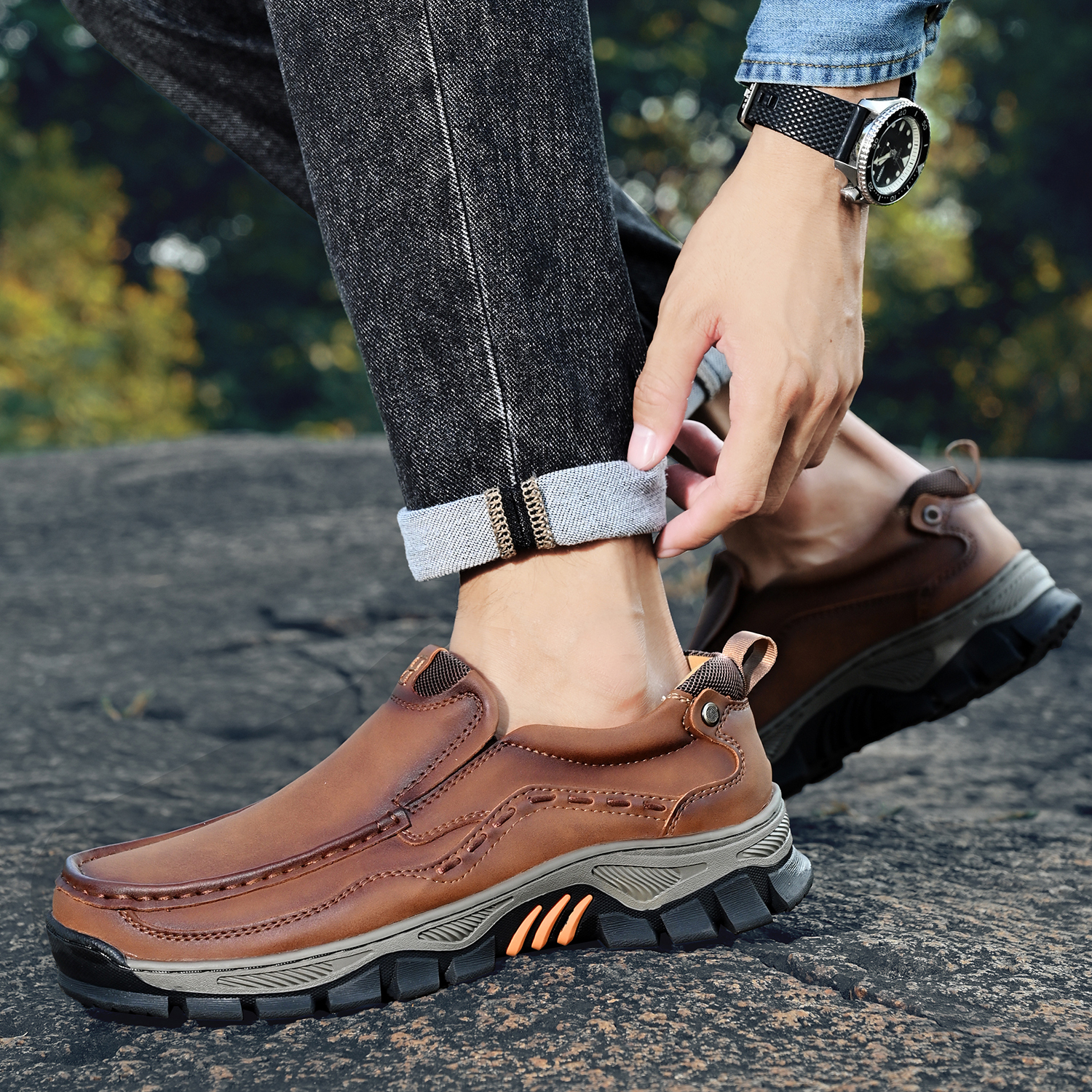 Men's Grippy Slip Resistant Outdoor Hiking Shoes