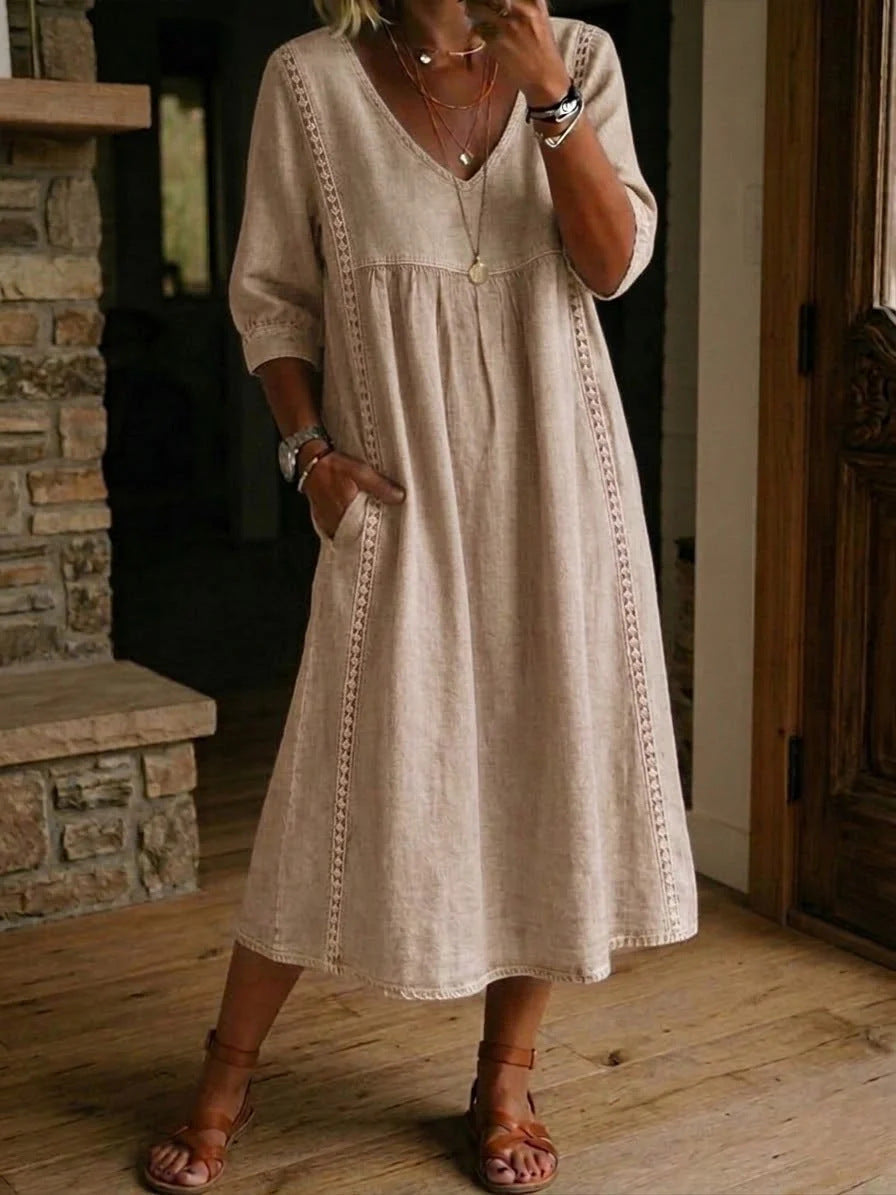 📦📦LAST DAY SAVE 49% ⏰Casual Loose-fitting Denim Dress With Lace Trim