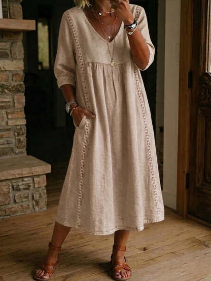 📦📦LAST DAY SAVE 49% ⏰Casual Loose-fitting Denim Dress With Lace Trim