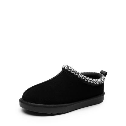 Embroidered Trim Cozy Fuzzy Lined Slippers