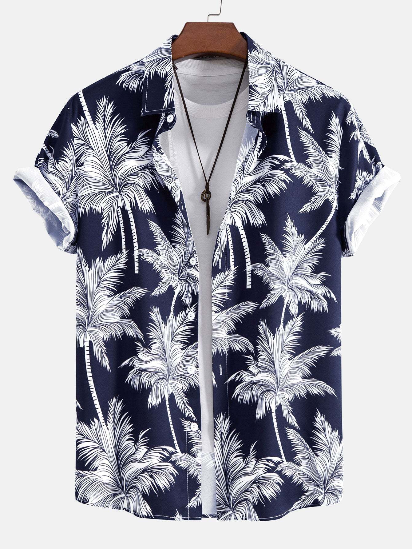 Palm Tree Print Button Up Shirt-Mitchell Shoes