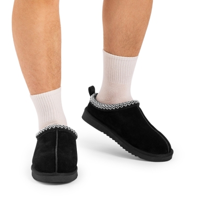 Embroidered Trim Cozy Fuzzy Lined Slippers