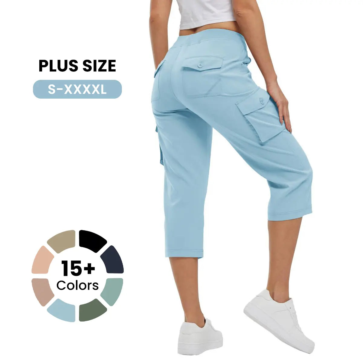 ✨✨Womens Lightweight Capris Hiking Pants 6 Pockets Quick Dry Cargo Outdoor Trip Loose Shorts COMFY MOMS OVER 30