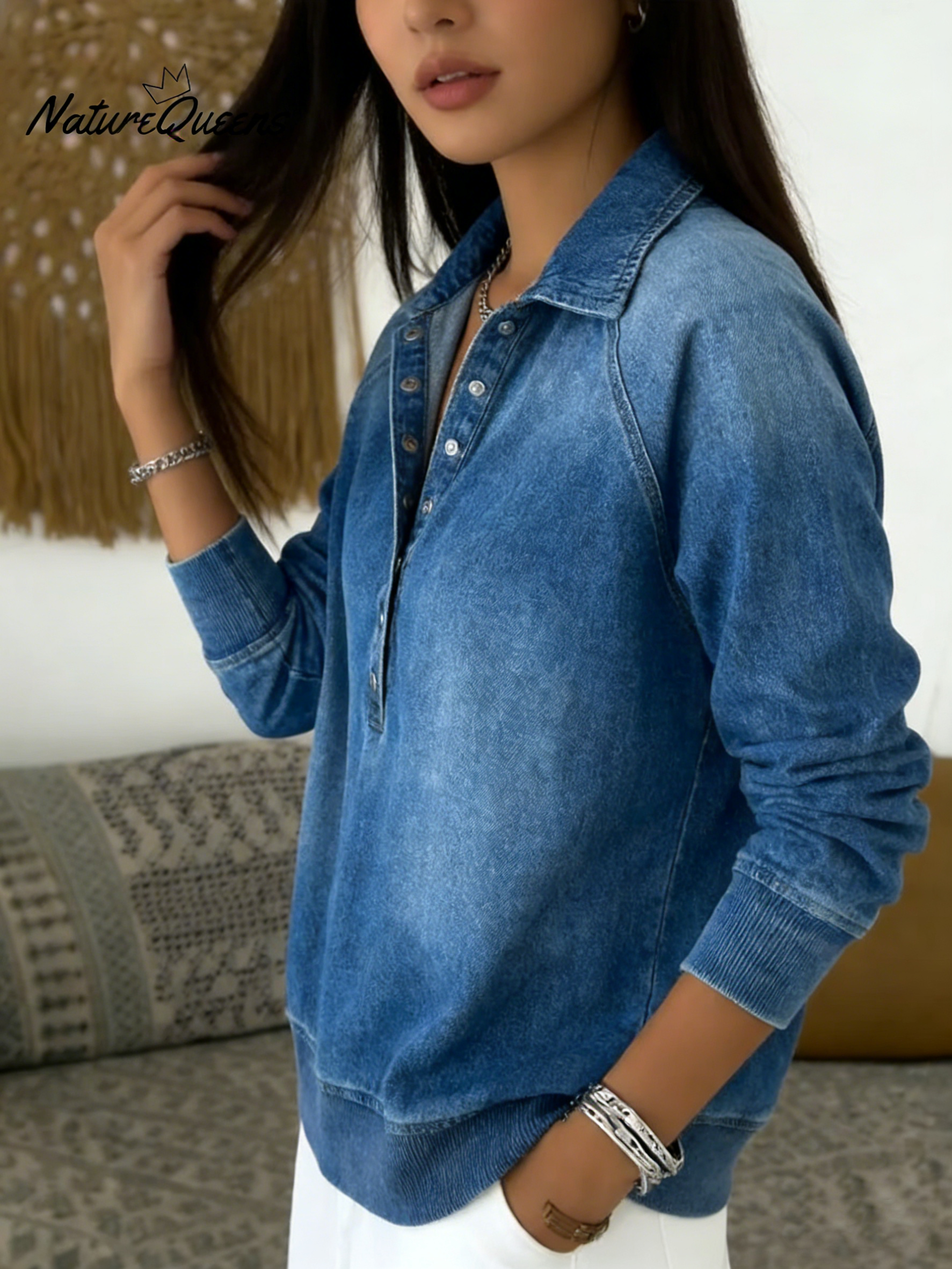 💝💝Women's Casual Washed Denim Cotton Top