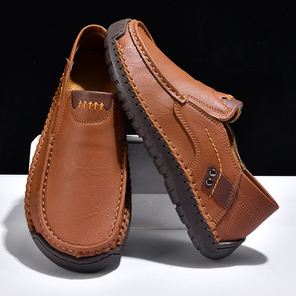 Mitchell Shoes Men's Handmade Genuine Leather Moccasins Wide Fit