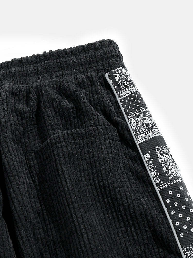 Paisley Print Panel Waffle Sweatshirt & Corduroy Paisley Print Panel Pants-Mitchell Shoes