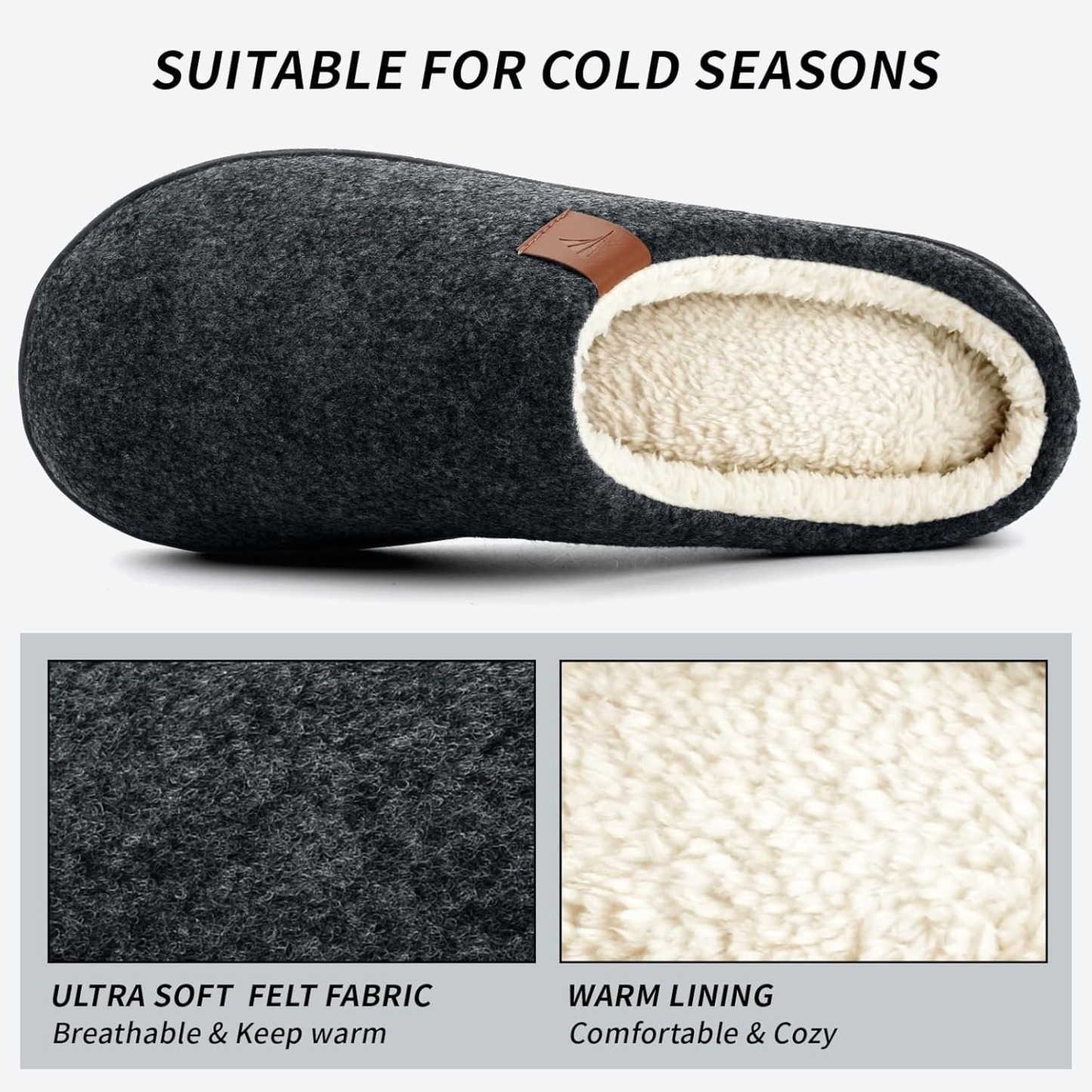 Men's Wide-Toe Warm Memory Foam Slippers