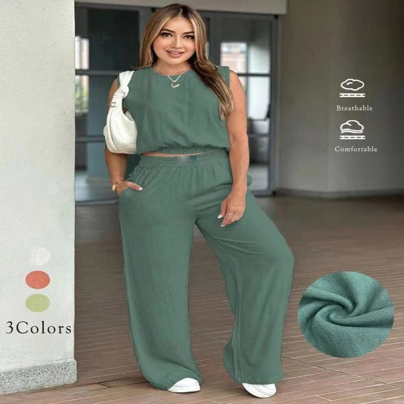 🌷🌷70% OFF Today | Women's Cotton Sleeveless Tank & Wide Leg Pants 2-Piece Lounge Set (S-4XL)