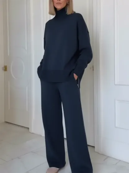 💝💝Casual Travel Stand Collar Side Zipper Top Straight Pants Two-Piece Set