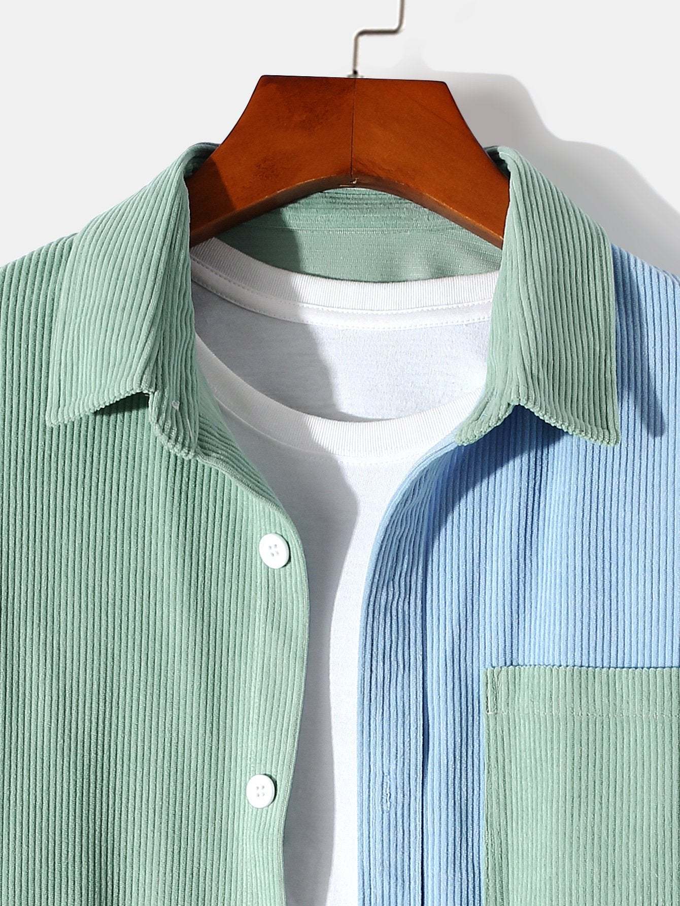 Long Sleeve Two Tone Corduroy Overshirt-Mitchell Shoes