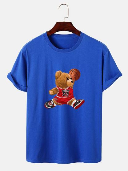 Basketball Player Bear Print T-Shirt-Mitchell Shoes