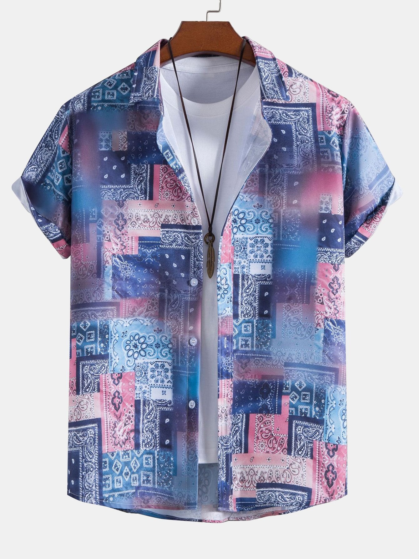 Paisley Bandana Print Button Up Shirt-Mitchell Shoes