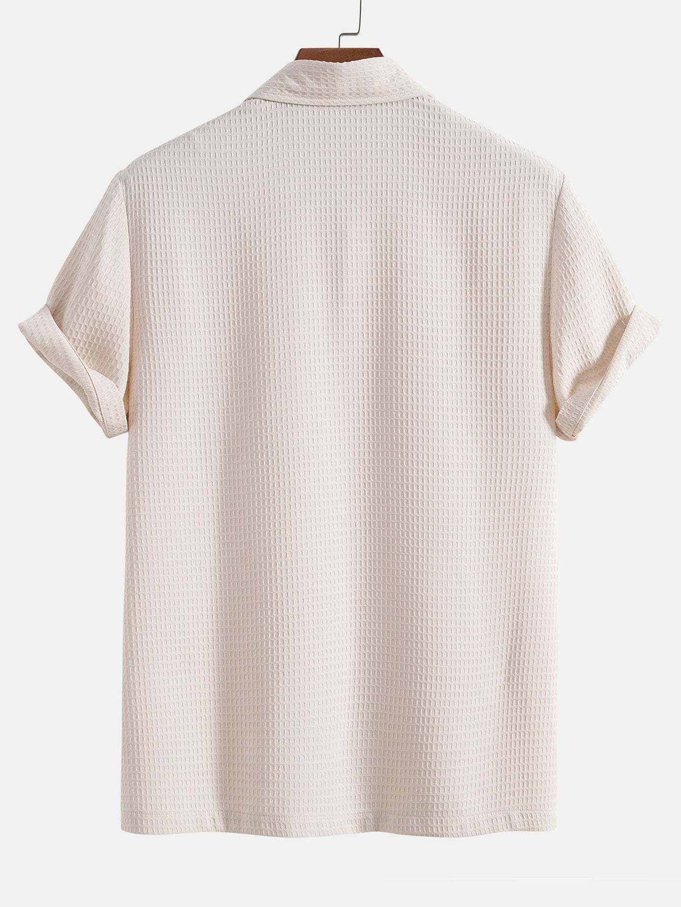 Waffle Polo Collar Shirt With Pocket & Waffle Shorts-Mitchell Shoes