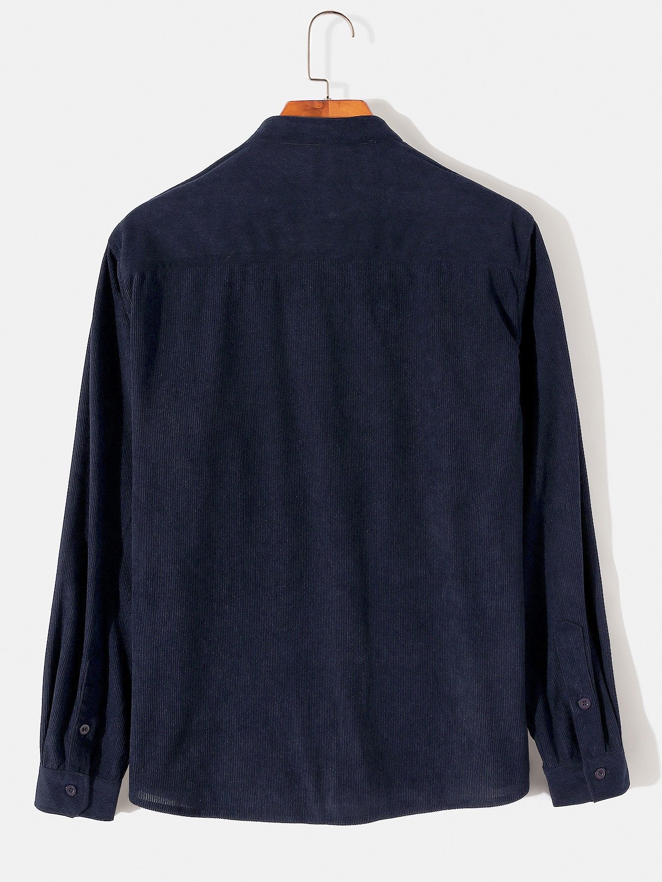Long Sleeve Stand Collar Corduroy Shirt-Mitchell Shoes