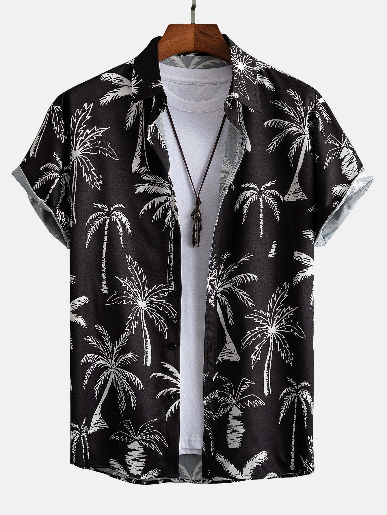 Palm Tree Print Button Up Shirt & Swim Shorts-Mitchell Shoes