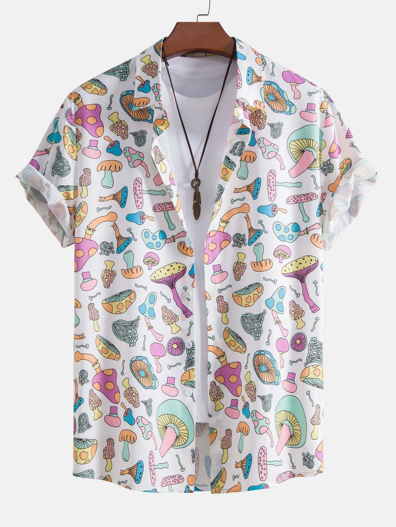 Mushroom Print Button Up Shirt-Mitchell Shoes