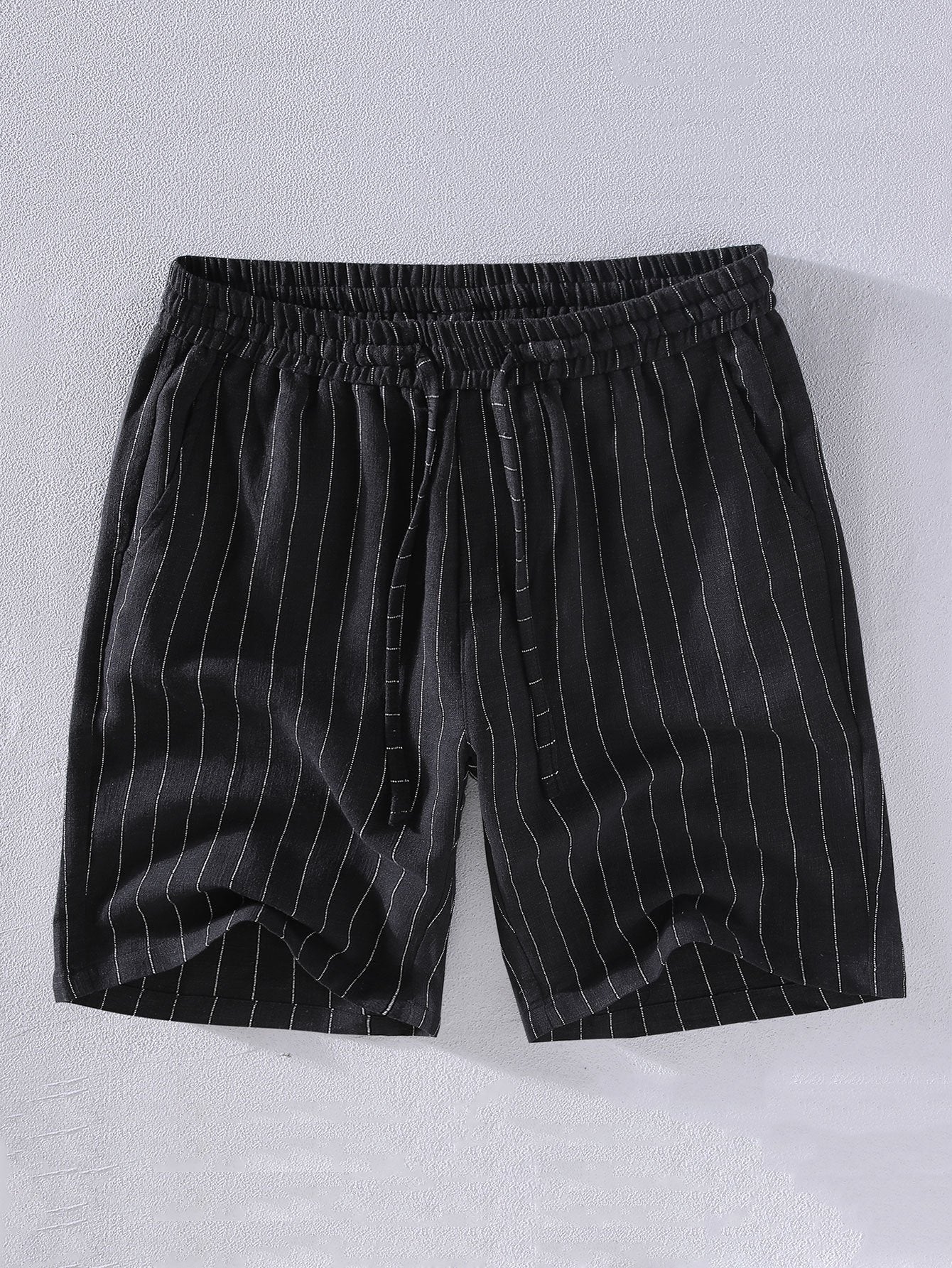 Linen Cotton Blend  Striped Shorts-Mitchell Shoes