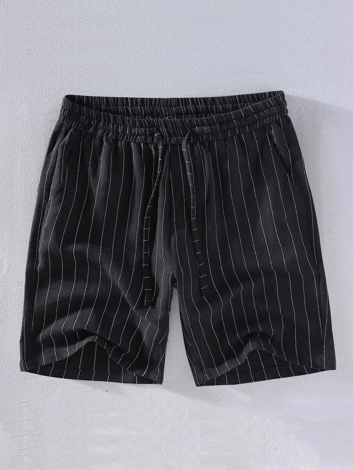 Linen Cotton Blend  Striped Shorts-Mitchell Shoes