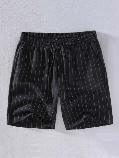 Linen Cotton Blend  Striped Shorts-Mitchell Shoes