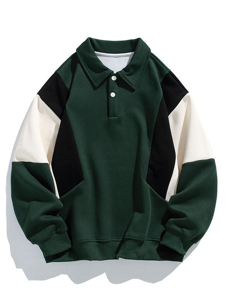 Relax Fit Color Block Polo Sweatshirt-Mitchell Shoes