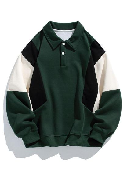 Relax Fit Color Block Polo Sweatshirt-Mitchell Shoes