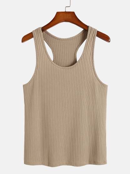 Basic Slim Ribbed Racer Back Tank-Mitchell Shoes