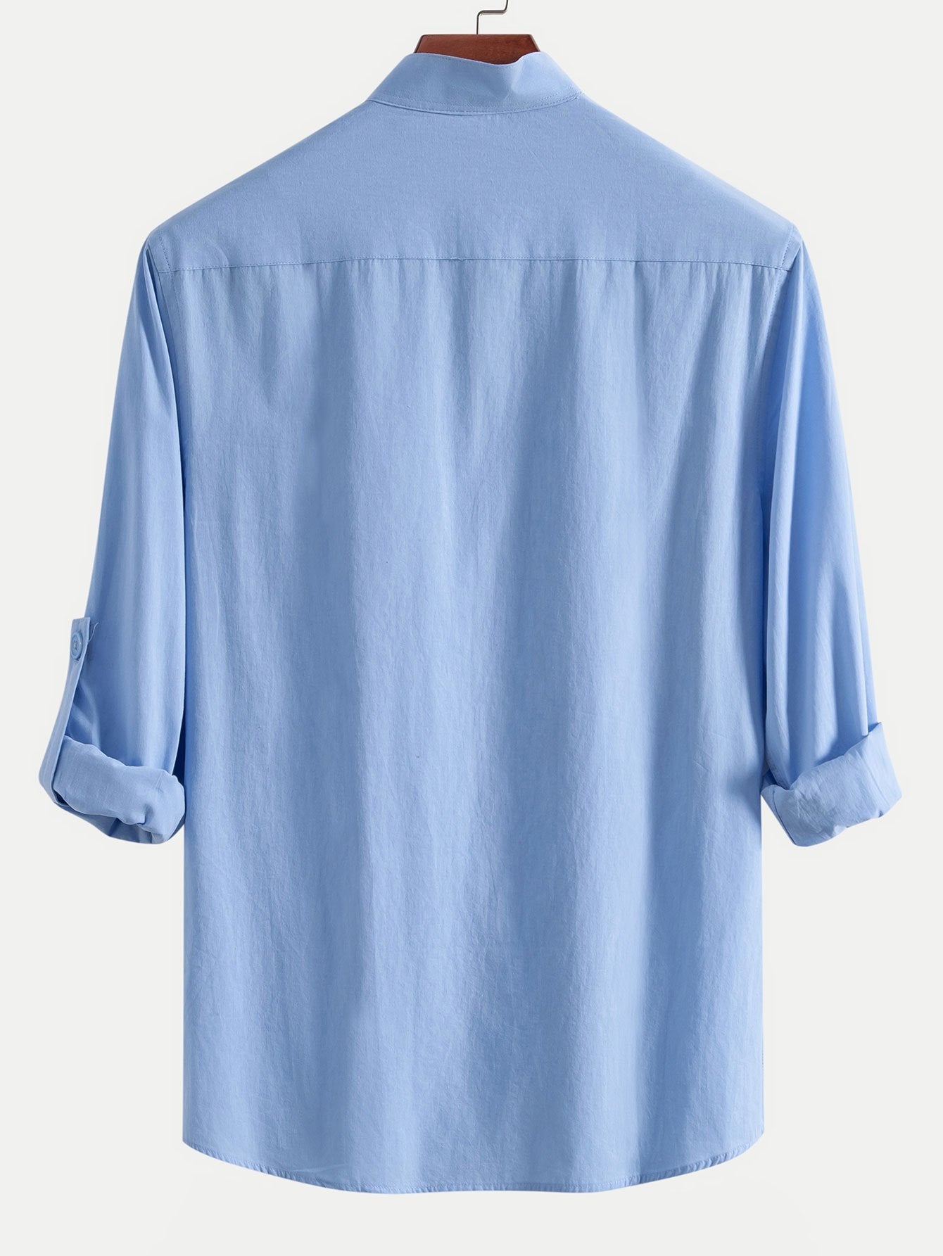 Long Sleeve Linen Look Henley Collar Shirt-Mitchell Shoes
