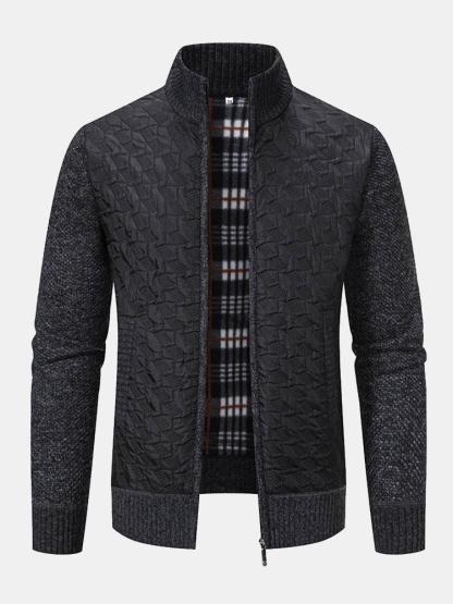 Quilted Jacquard Zip Up Sweater-Mitchell Shoes