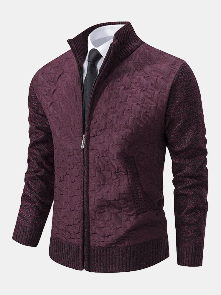 Quilted Jacquard Zip Up Sweater-Mitchell Shoes