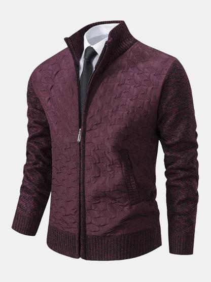 Quilted Jacquard Zip Up Sweater-Mitchell Shoes